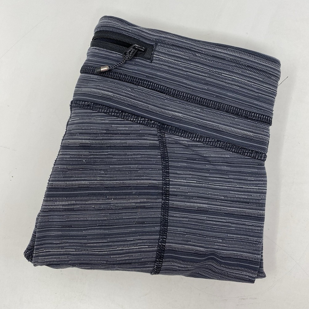 Lululemon Leggings Women 4 Gray Space Dye Mesh Trim Cropped Zipper Pocket Tights